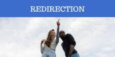 Two people looking and pointing upward beneath the word “Redirection.”