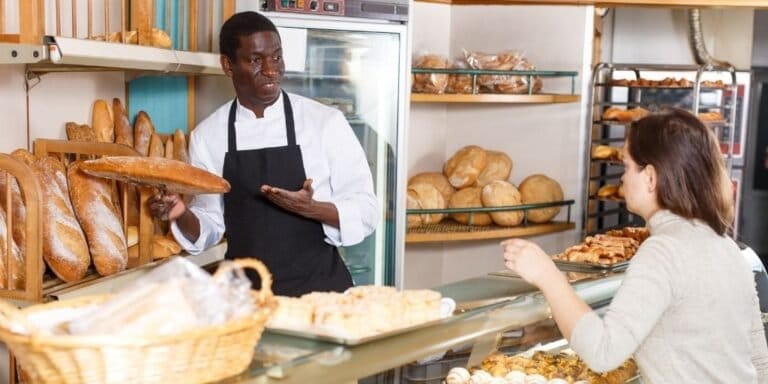 man serving a customer
