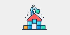 Illustration of a person building a house using colorful blocks, symbolizing constructing the life you want step by step and that living the life you want is indeed possible.