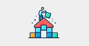 Illustration of a person building a house using colorful blocks, symbolizing constructing the life you want step by step and that living the life you want is indeed possible.