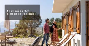 How to start an Airbnb business without owning property: A couple arriving at a rental property, illustrating the potential to generate significant revenue with Airbnb.