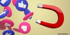 This image features a red magnet attracting social media icons with thumbs-up and heart symbols, perfectly illustrating the concept of engaging your audience on Facebook Reel.