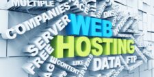 3D text collage with prominent words 'WEB HOSTING' in green and blue, surrounded by related terms like 'COMPANIES,' 'SERVER,' 'DATA,' 'FTP,' and 'INTERNET.' Optimized for the keyword 'how to choose a hosting service.