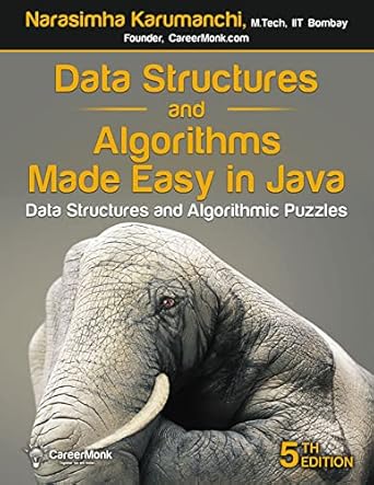 "Cover of 'Data Structures and Algorithms Made Easy in Java,' featuring an elephant image."