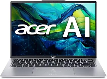 Acer AI laptop with sleek design and vibrant display.