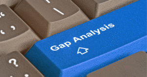 Close-up of a blue keyboard key labeled "Gap Analysis."