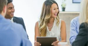 Creative workspace with colorful sticky notes and charts