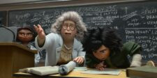 What Hoppers Teaches Entrepreneurs About Conflict Scene from Hoppers showing a professor and Mabel leaning over a desk in front of a chalkboard filled with notes.