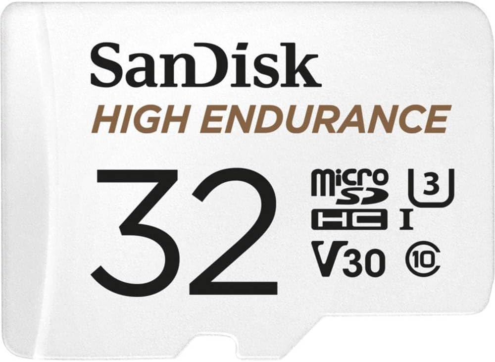 SanDisk High Endurance 32GB microSD card with SD adapter