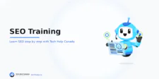 AI-Generated Content, Search Quality, and Spam Risk SEO Training graphic with Tech Help Canada branding and a robot holding an SEO report.