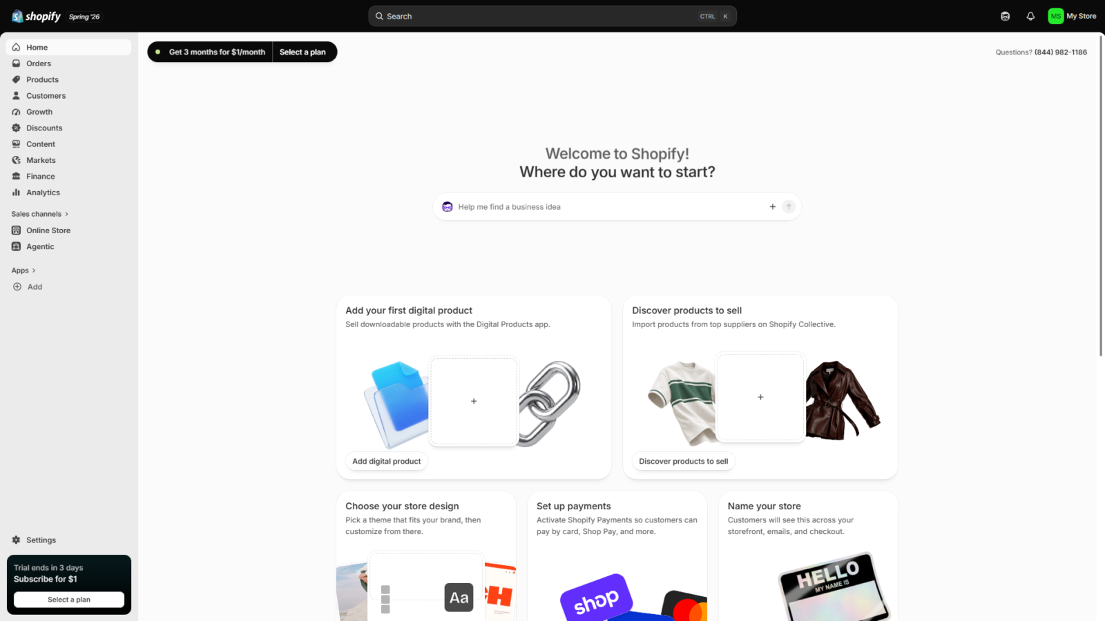 Shopify admin dashboard