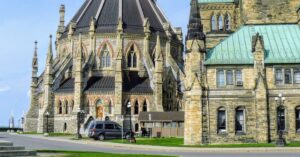 Parliament Hill buildings in Ottawa, Canada.