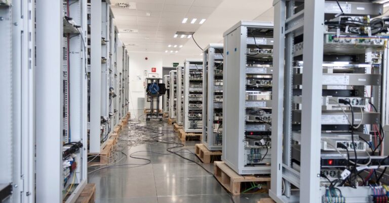 Data center with power lines