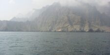 Musandam Peninsula mountains rising above the sea near the Strait of Hormuz