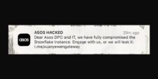 Unauthorized ASOS app notification claiming the retailer had been hacked.