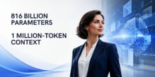 AI-generated illustration of a businesswoman beside a digital neural network, highlighting Meta’s Muse Spark Open model with 816 billion parameters and a 1 million-token context window.
