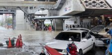 Flooding around the Lak Si transport hub in Bangkok, Thailand, during the September 2026 floods.